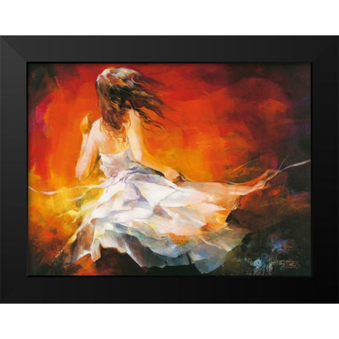 Young Girl II Black Modern Wood Framed Art Print by Haenraets, Willem