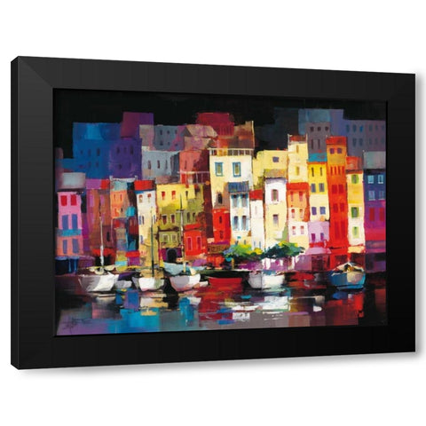 Seaport Town I Black Modern Wood Framed Art Print by Haenraets, Willem