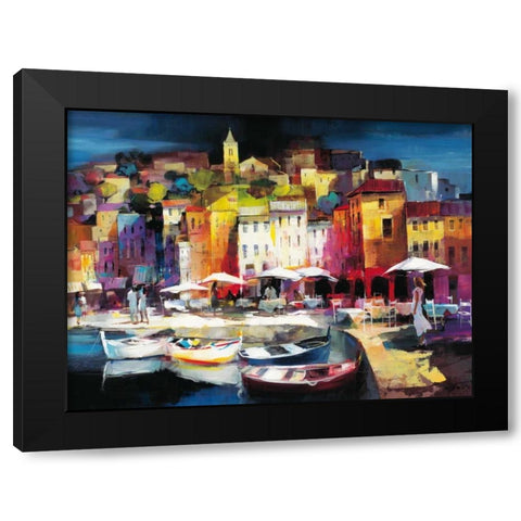 Seaport Town II Black Modern Wood Framed Art Print by Haenraets, Willem