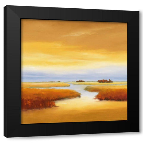 Down the River I Black Modern Wood Framed Art Print with Double Matting by Paus, Hans