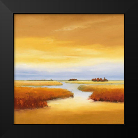 Down the River I Black Modern Wood Framed Art Print by Paus, Hans