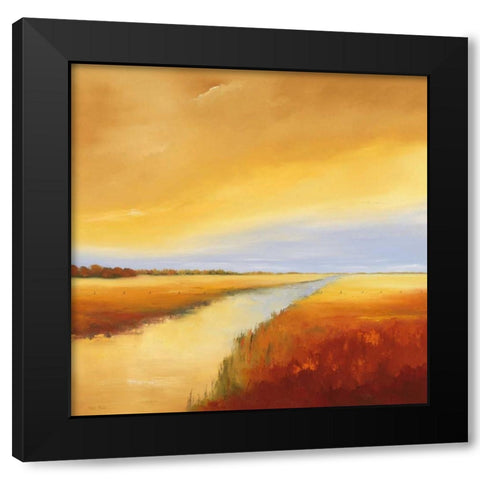 Down the River II Black Modern Wood Framed Art Print by Paus, Hans