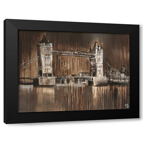 London Tower Bridge Black Modern Wood Framed Art Print by Volynets, Yuliya