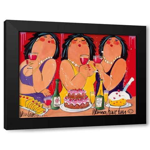 Wanna have Fun Black Modern Wood Framed Art Print with Double Matting by van Leersum, El