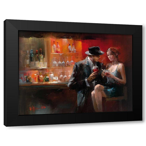Evening in the Bar I Black Modern Wood Framed Art Print with Double Matting by Haenraets, Willem