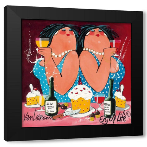 Enjoy Life Black Modern Wood Framed Art Print by van Leersum, El