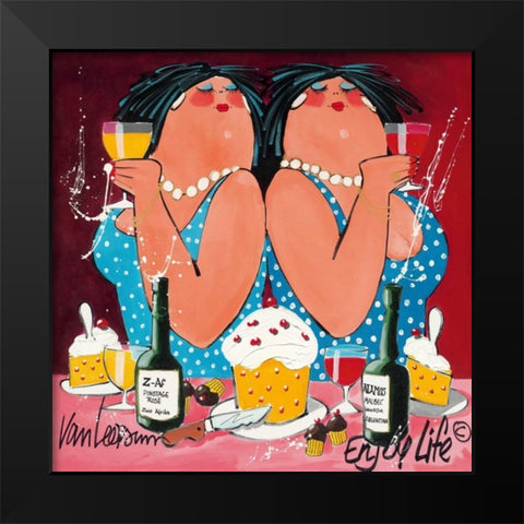 Enjoy Life Black Modern Wood Framed Art Print by van Leersum, El