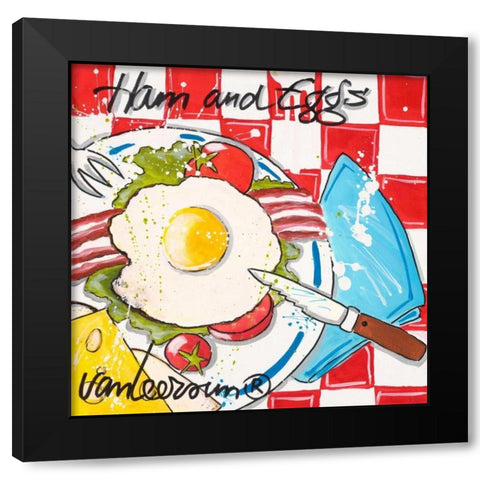 Ham and eggs Black Modern Wood Framed Art Print with Double Matting by van Leersum, El