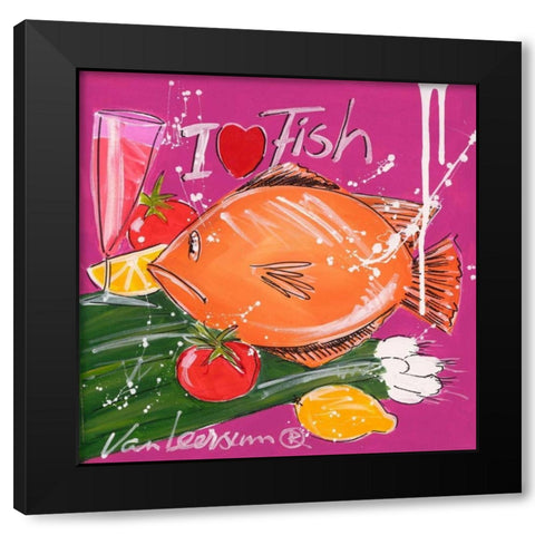 I love fish Black Modern Wood Framed Art Print by van Leersum, El