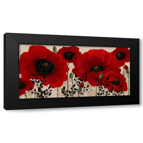 Red poppy Black Modern Wood Framed Art Print with Double Matting by Linda, Wood
