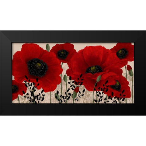 Red poppy Black Modern Wood Framed Art Print by Linda, Wood
