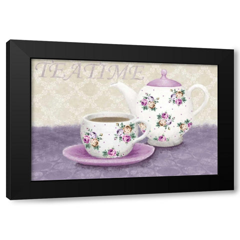 Teatime Black Modern Wood Framed Art Print with Double Matting by Linda, Wood