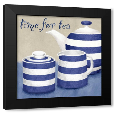 Time for tea Black Modern Wood Framed Art Print by Linda, Wood