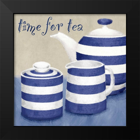 Time for tea Black Modern Wood Framed Art Print by Linda, Wood
