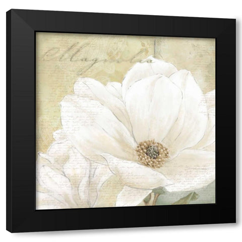 Aqua Magnolia I Black Modern Wood Framed Art Print with Double Matting by Linda, Wood