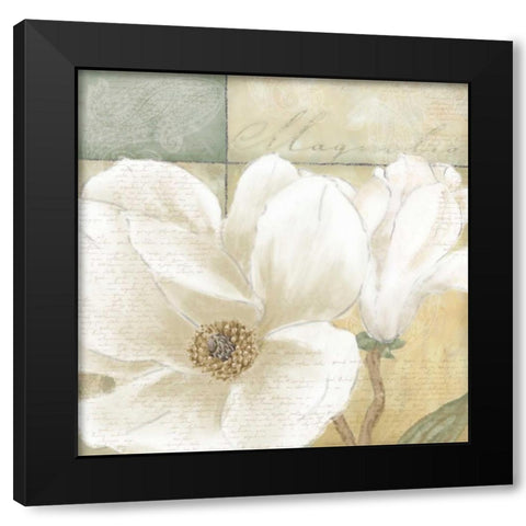 Aqua magnolia II Black Modern Wood Framed Art Print by Linda, Wood
