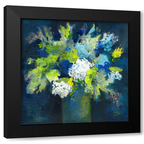 Bleu Black Modern Wood Framed Art Print by Roseboom, Jettie
