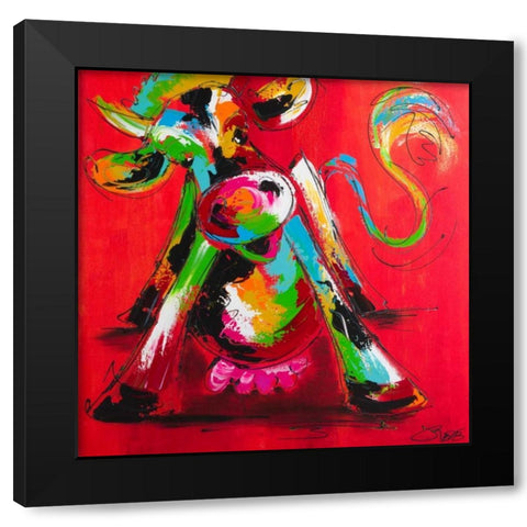 Disco cow I Black Modern Wood Framed Art Print by Fiore, Art