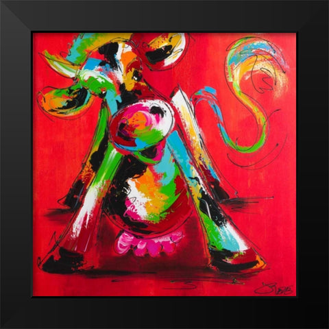 Disco cow I Black Modern Wood Framed Art Print by Fiore, Art