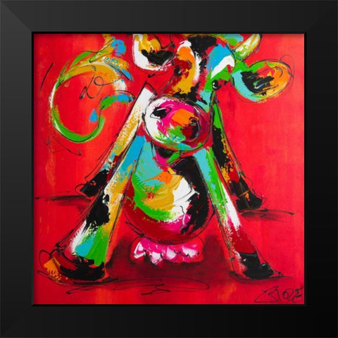 Disco cow II Black Modern Wood Framed Art Print by Fiore, Art