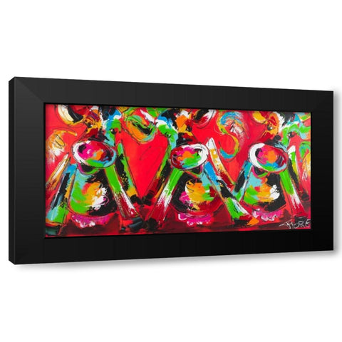 Dancing cow Black Modern Wood Framed Art Print by Fiore, Art