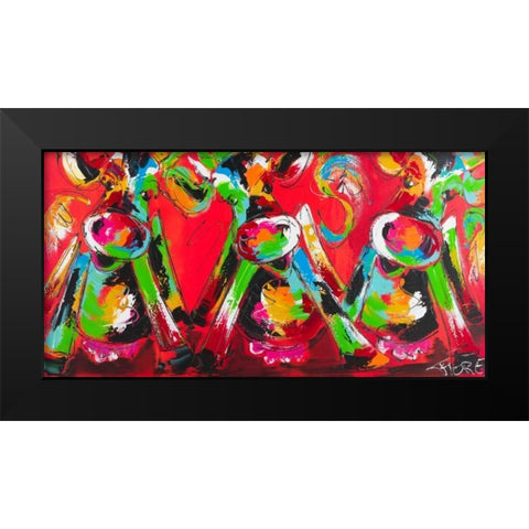 Dancing cow Black Modern Wood Framed Art Print by Fiore, Art