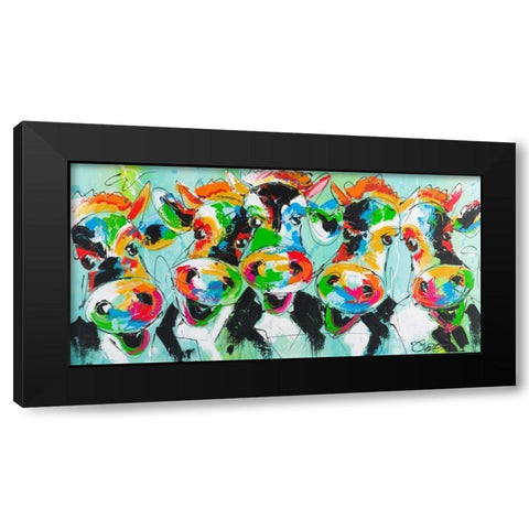 We are family Black Modern Wood Framed Art Print by Fiore, Art