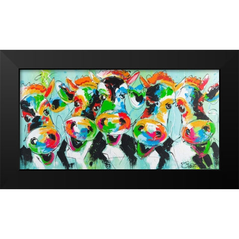 We are family Black Modern Wood Framed Art Print by Fiore, Art