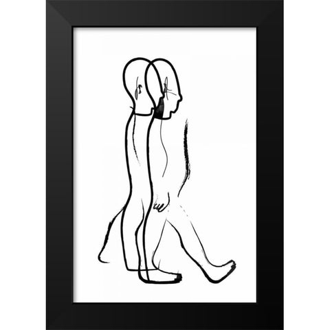 Walking with you Black Modern Wood Framed Art Print by Waltz, Anne