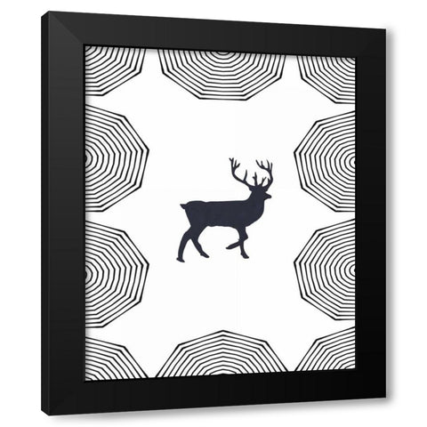 Dancing Deer I Black Modern Wood Framed Art Print by Waltz, Anne