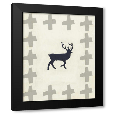 Dancing Deer II Black Modern Wood Framed Art Print by Waltz, Anne