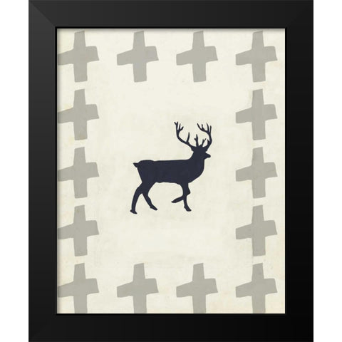 Dancing Deer II Black Modern Wood Framed Art Print by Waltz, Anne