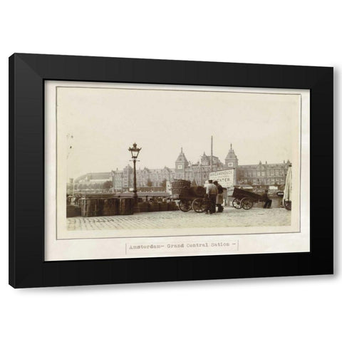 Amsterdam central old Black Modern Wood Framed Art Print by Waltz, Anne