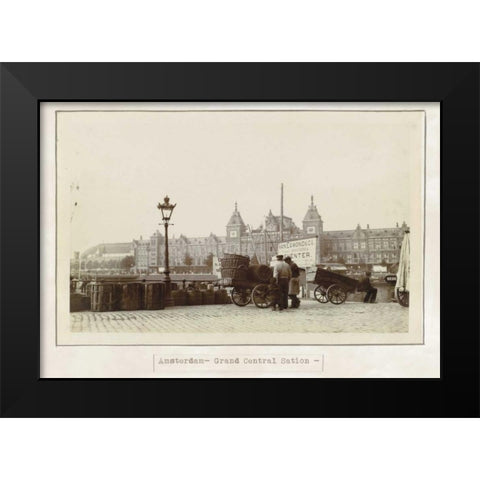 Amsterdam central old Black Modern Wood Framed Art Print by Waltz, Anne