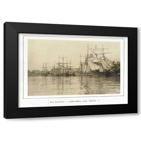 Amsterdam harbour 1890 Black Modern Wood Framed Art Print with Double Matting by Waltz, Anne