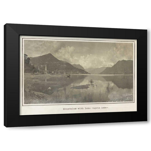 Mountains and lake Black Modern Wood Framed Art Print by Waltz, Anne