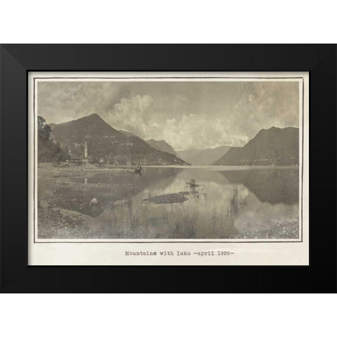 Mountains and lake Black Modern Wood Framed Art Print by Waltz, Anne