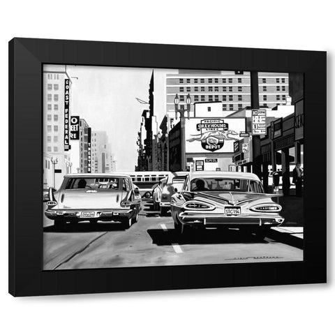 Greyhound Depot Black Modern Wood Framed Art Print by Bertrand, Alain