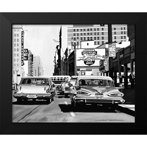 Greyhound Depot Black Modern Wood Framed Art Print by Bertrand, Alain