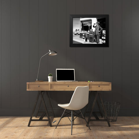 Auto Laundry Black Modern Wood Framed Art Print by Bertrand, Alain