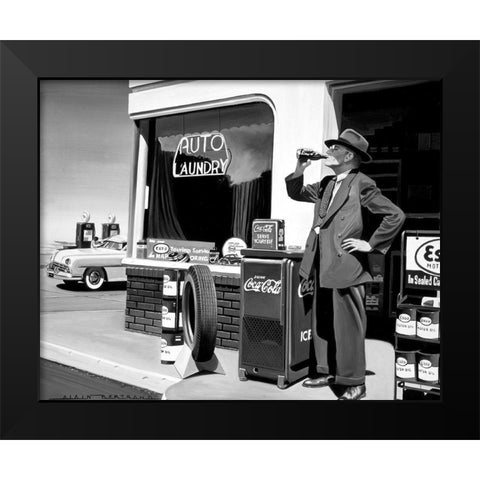 Auto Laundry Black Modern Wood Framed Art Print by Bertrand, Alain