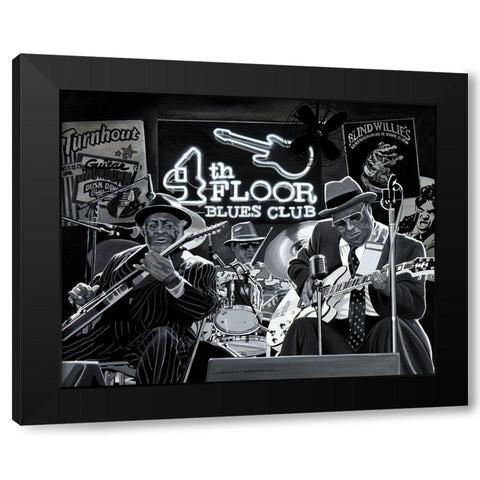 Blues Trio Black Modern Wood Framed Art Print by Bertrand, Alain
