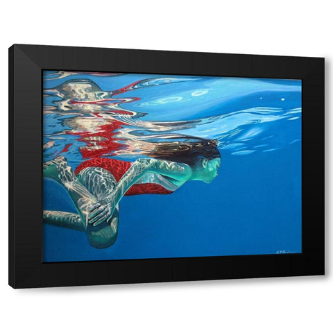 Swimmer dissolving Black Modern Wood Framed Art Print with Double Matting by Pruchnow, Brigitte Yoshiko