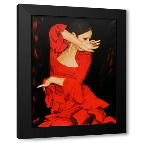Der Schwung Black Modern Wood Framed Art Print by Alonso, Carolina