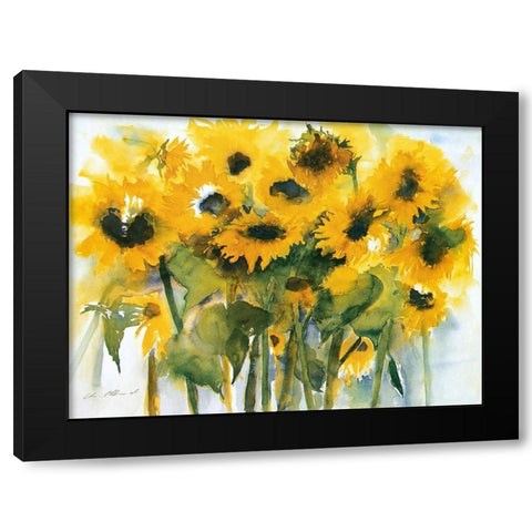 Sonnenblumenfeld Black Modern Wood Framed Art Print by Ohland, Christa