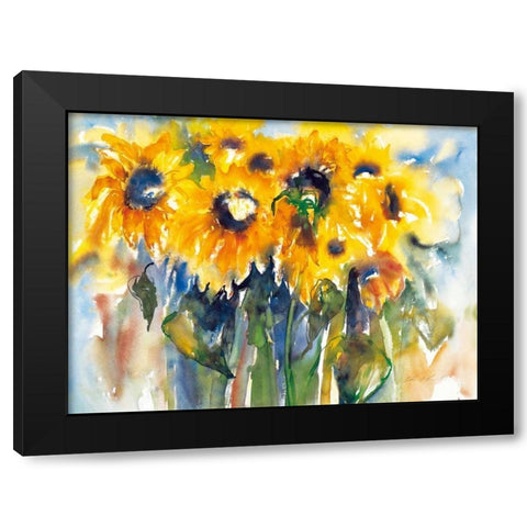 Sonnenblumen Black Modern Wood Framed Art Print by Ohland, Christa