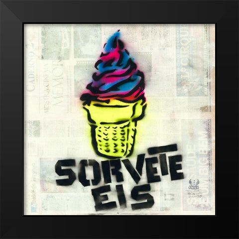 Sorvete Black Modern Wood Framed Art Print by Eliot