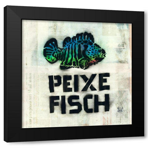 Peixe Black Modern Wood Framed Art Print by Eliot