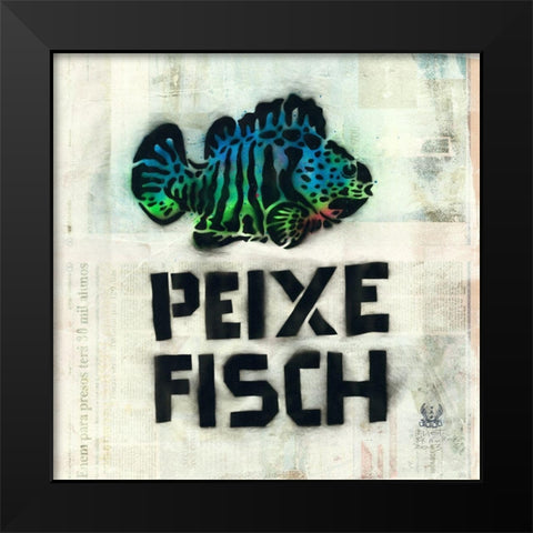 Peixe Black Modern Wood Framed Art Print by Eliot