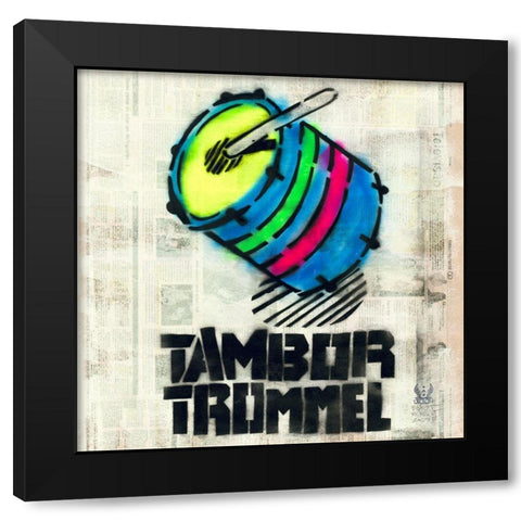Tambor Black Modern Wood Framed Art Print by Eliot